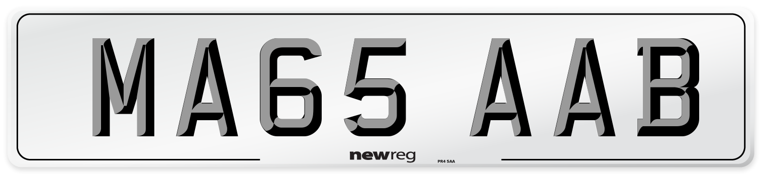 MA65 AAB Number Plate from New Reg